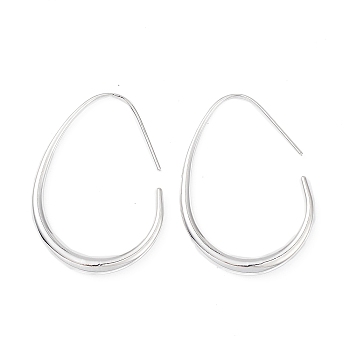 Brass Teardrop Dangle Earrings for Women, Platinum, 40x29x4mm, Pin: 1mm
