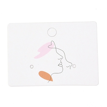 Rectangle Cardboard Jewlery Display Cards, for Earring Display, Face Pattern, 3.5x5x0.04cm, about 100pcs/bag