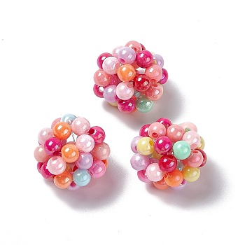 Handmade Plastic Imitation Pearl Woven Beads, Round, Colorful, 23mm, Hole: 2.5mm
