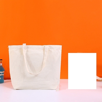 Cotton Cloth Blank Canvas Bag, Horizontal Tote Bag for DIY Craft, Snow, 35x45cm