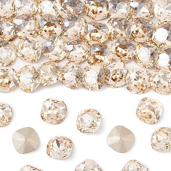 Preciosa&reg MAXIMA Crystal Fancy Stones, Czech Crystal, 435 36 132 Cushion Square, Dura Foiling, 00030 235 Honey, 12x12mm