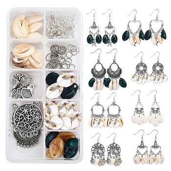 SUNNYCLUE DIY Shell Dangle Earring Making Kits, 34Pcs Shell Acrylic & Alloy Pendants, 16Pcs Geometry Alloy Links and 26Pcs Shell Beads, Brass Earring Hooks & Jump Rings, Mixed Color, 162pcs/box