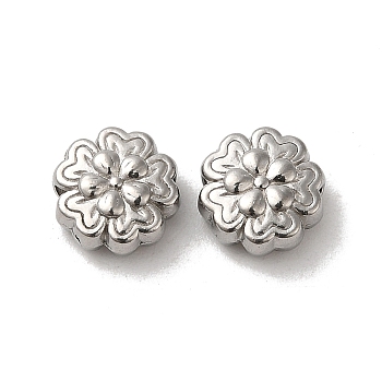 304 Stainless Steel Beads, Flower, Stainless Steel Color, 8x8x4mm, Hole: 1.5mm