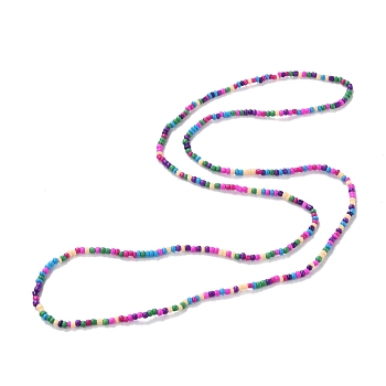 Waist Beads, Candy Color Glass Seed Beads Stretch Body Chain, Sunmmer Jewelry for Women, Deep Pink, 31-1/2~31-7/8 inch(80~81cm)
