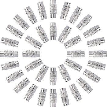 Column Brass Screw Clasps, Platinum, 11~12x4mm, Hole: 1mm, 150sets/box