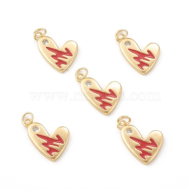 Real 18K Gold Plated Red Heart Brass+Enamel Pendants