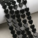 Natural Black Onyx(Dyed & Heated) Beads Strands, Heart, 6x6x2mm, Hole: 0.8mm, about 69pcs/strand, 14.96''(38cm)(G-M403-A56-02)
