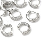 SHEGRACE Brass Micro Pave Cubic Zirconia Huggie Hoop Earrings, Cadmium Free & Lead Free & Nickel Free, Platinum, 13.5x15x4mm(XGRQ4G980-669P)