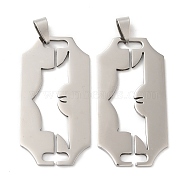 201 Stainless Steel Pendants, Laser Cut, Razor Blade Charm, Stainless Steel Color, 47x24x1mm, Hole: 4mm(STAS-Q245-06P)