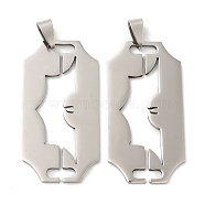 Non-Tarnish 201 Stainless Steel Pendants, Laser Cut, Razor Blade Charm, Stainless Steel Color, 47x24x1mm, Hole: 4mm(STAS-Q245-06P)