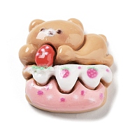 Opaque Resin & Plastic Cabochons, Animals, Cake, Bear, 25x23x9mm(X-RESI-K029-03E)