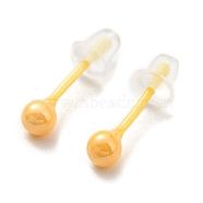 Ceramic Round Ball Stud Earrings, Stud Post Earrings, Gold, 4mm(EJEW-Q768-18E)