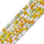 Electroplate Glass Beads Strands, AB Color Plated, Faceted, Abacus, Orange, 3x2.5mm, Hole: 0.7mm, about 185pcs/strand, 17.32 inch(44cm)(EGLA-S192-001A-B12)