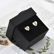 Rack Plating Brass Micro Pave Clear Cubic Zirconia Stud Earrings, Heart, Letter R, 8.5x9.5mm(EJEW-K299-01G-R)