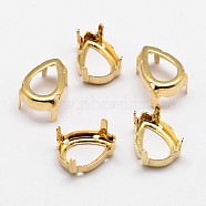 Flat Teardrop Brass Sew on Prong Settings, Claw Settings for Pointed Back Rhinestone, Open Back Settings, Golden, 14x10x0.4mm, Fit for 10x14mm cabochons(KK-N0084-A02-10x14G)