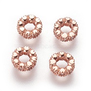 Brass Micro Pave Cubic Zirconia Beads, Ring, Clear, Rose Gold, 6~6.5x2.5mm, Hole: 3mm(ZIRC-F098-01RG)