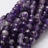 Faceted Round Natural Chevron Amethyst Bead Strands, 6mm, Hole: 1mm, about 68pcs/strand, 15.3 inch(G-L437-22-6mm)