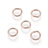 304 Stainless Steel Open Jump Rings, Rose Gold, 6x0.9mm, Inner Diameter: 4mm(STAS-O098-01RG-17)