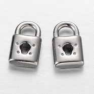 Padlock 304 Stainless Steel Pendants, Stainless Steel Color, 16x9.5x4mm, Hole: 4x4.5mm(STAS-I045-20)