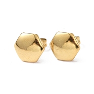 Ion Plating(IP) 304 Stainless Steel Hexagon Stud Earrings for Women, Golden, 9x10mm, Pin: 0.8mm(EJEW-I285-04B-G)