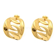 Ion Plating(IP) 304 Stainless Steel Stud Earring, Curved Hollow Oval, Golden, 24x21.5mm(EJEW-C068-13G)