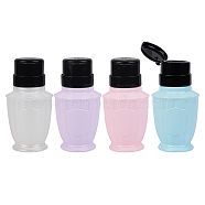 Empty Plastic Press Pump Bottle, Nail Polish Remover Clean Liquid Water Storage Bottle, with Flip Top Cap, Mixed Color, 13.2x6.8cm, 4colors, 1pc/color, 4pcs/set(MRMJ-BC0002-02)