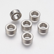 201 Stainless Steel Beads, Large Hole Beads, Column, Stainless Steel Color, 10x4mm, Hole: 6mm(STAS-F141-14P)