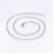 304 Stainless Steel Rolo Chain Necklaces, with Lobster Claw Clasps, Stainless Steel Color, 16.5 inch(42cm), 2mm(NJEW-F221-04P)