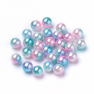 Rainbow Acrylic Imitation Pearl Beads, Gradient Mermaid Pearl Beads, No Hole, Round, Sky Blue, 8mm, about 2000pcs/500g(OACR-R065-8mm-A05)