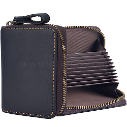 Rectangle Leather Credit Card Wallets for Women Men, with Zipper, Black, 11x8.7x2.7cm(AJEW-WH20001-31C)