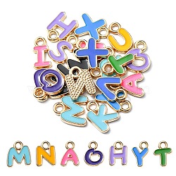 20Pcs Alloy Pendants, with Enamel, Mixed Color Random Letter Charm, Golden, 10x7~9x1.5mm, Hole: 1.6mm(ENAM-YW0002-54G)