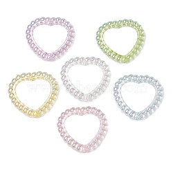 UV Plating Acrylic Beads, Heart, Mixed Color, 38x42x5.5mm, Hole: 2mm(PACR-M005-04)