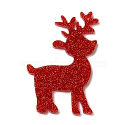Christmas Themed Acrylic Pendants, Deer, 41.5x31.5x2.5mm, Hole: 1.2mm(SACR-P022-06B-01)