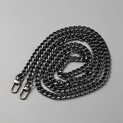 Bag Strap Chains, Iron Curb Link Chains, with Swivel Lobster Claw Clasps, Gunmetal, 160x1cm(FIND-WH0291-02B)