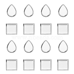 304 Stainless Steel Plain Edge Bezel Cups, Cabochon Settings, Square & Teardrop, Stainless Steel Color, 8.5~9x7~8.5x1~1.2mm, 100pcs/box(STAS-UN0004-98P)