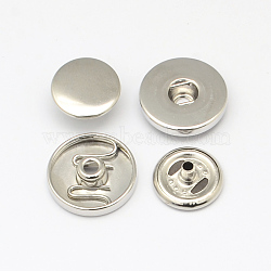 Brass Snap Button Findings, Including Sockets, Caps, Platinum, 15~19mm, Hole: 3~6mm(SNAP-Q005-04)