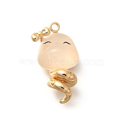 Brass Pendants, Snake & Bowknot, with Resin & Loop, Real 18K Gold Plated, 18.5x10.5x6.5mm, Hole: 1.2mm(KK-C085-01G)