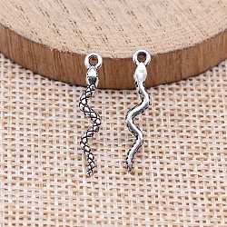 Tibetan Style Alloy Pendants, Snake Charms, Antique Silver, 23x4mm(FIND-PW0006-12AS)
