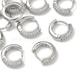 SHEGRACE Brass Micro Pave Cubic Zirconia Huggie Hoop Earrings, Cadmium Free & Lead Free & Nickel Free, Platinum, 13.5x15x4mm(XGRQ4G980-669P)