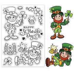 PVC Plastic Stamps, for DIY Scrapbooking, Photo Album Decorative, Cards Making, Stamp Sheets, Film Frame, Saint Patrick's Day Themed Pattern, 16x11x0.3cm(DIY-WH0167-57-0115)