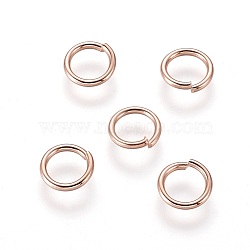 304 Stainless Steel Open Jump Rings, Rose Gold, 6x0.9mm, Inner Diameter: 4mm(STAS-O098-01RG-17)