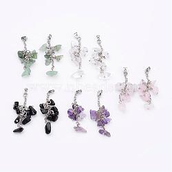 304 Stainless Steel Ear Nuts, Friction Earring Backs for Stud Earrings, with Natural Gemstone Chip Beads and Iron Findings, Mixed Color, 49mm, Hole: 1mm(G-E00001)