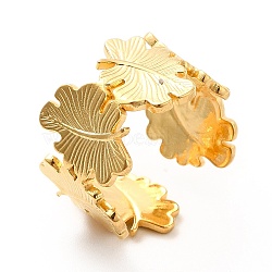 Ion Plating(IP) 304 Stainless Steel Leaf Wrap Open Cuff Ring for Women, Real 18K Gold Plated, US Size 7 3/4(17.9mm)(RJEW-F131-13G)