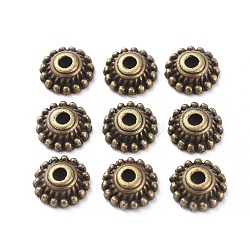 Tibetan Style Alloy Caps, Cadmium Free & Nickel Free & Lead Free, Antique Bronze, 8x3mm, Hole: 2mm(X-MLF1235Y-NF)