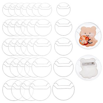 50Pcs 5 Style Round Plastic Brooch Protectors Cover, Circle, Transparent Badge Packaging Bag, Clear, 34~50x0.5mm, 10pcs/style