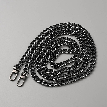 Bag Strap Chains, Iron Curb Link Chains, with Swivel Lobster Claw Clasps, Gunmetal, 160x1cm