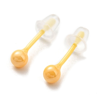 Hypoallergenic Bioceramics Zirconia Ceramic Round Ball Stud Earrings, Stud Post Earrings, Gold, 4mm