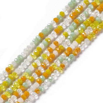 Electroplate Glass Beads Strands, AB Color Plated, Faceted, Abacus, Orange, 3x2.5mm, Hole: 0.7mm, about 185pcs/strand, 17.32 inch(44cm)