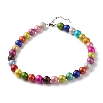 Acrylic Round Beaded Necklace for Women, Colorful, 18.5 inch(47cm)