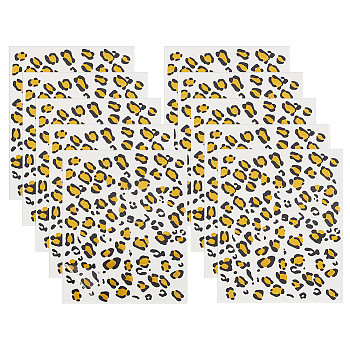 Cool Body Art Removable Temporary Tattoos Stickers, Rectangle with Leopard Print Pattern, Goldenrod, 16x13x0.01cm